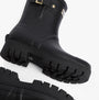 Barbour RAELYNN Womens Wellies Black side view showing rubber upper and block heel detail