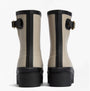 Barbour RAELYNN Womens Wellies Light Sand/Black back view highlighting the block heel and rubber upper design.