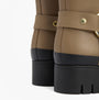 Barbour ELLEY Womens Wellies Military Brown back view with gold buckle detail and rubber sole.
