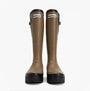 Barbour LEIGHTON Womens Tall Wellies Military Brown/Black front view showing rubber upper and classic design.