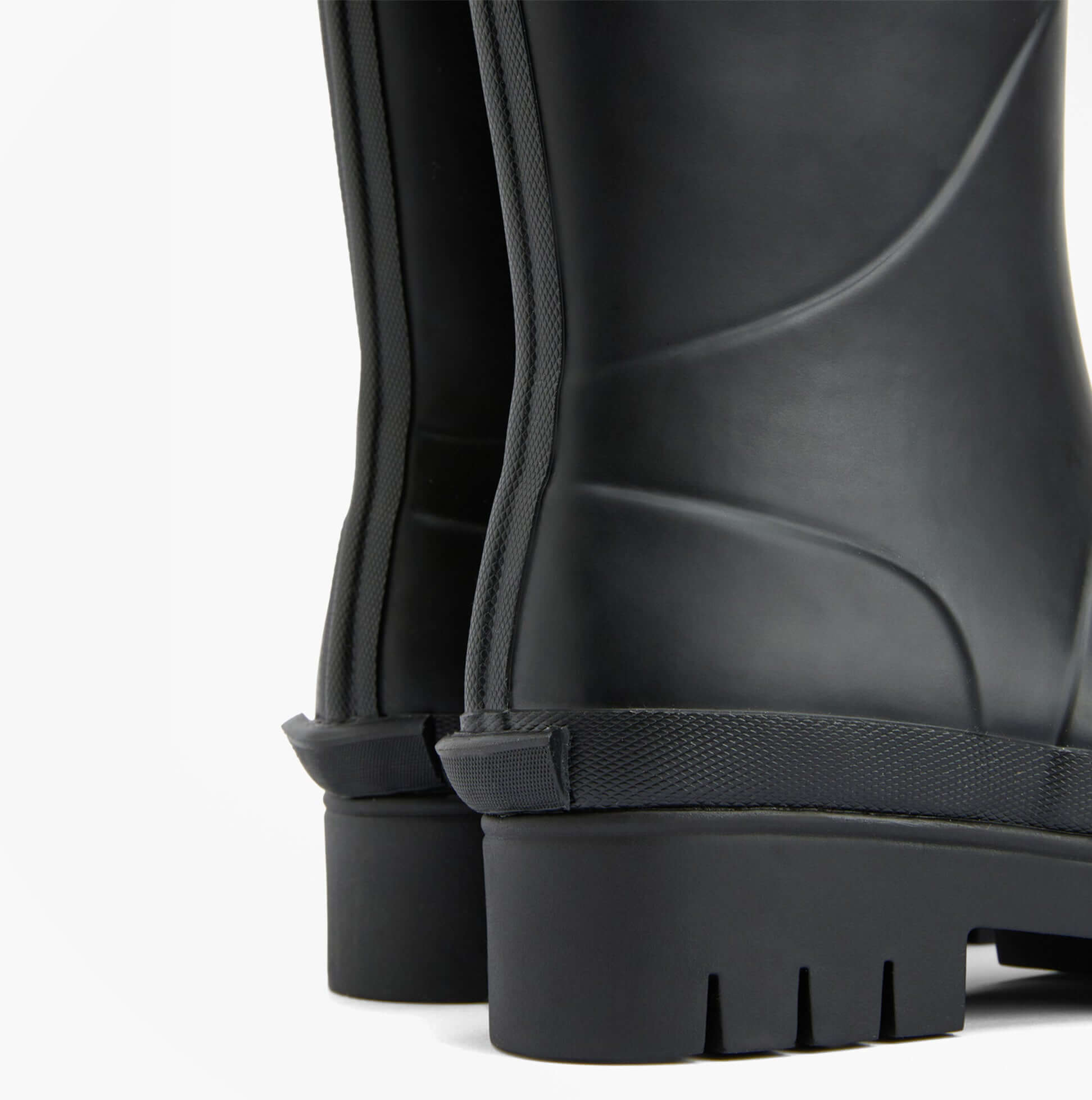 Barbour LEIGHTON Womens Tall Wellies Black detail view showcasing the rubber upper and sole design.