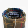 Barbour MOWBRAY Womens Mid Wellies Navy/Classic Tartan interior view showcasing the classic tartan lining and logo.