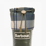 Barbour MOWBRAY Womens Mid Wellies Olive/Ancient Tartan top detail view featuring tartan cuff and logo.