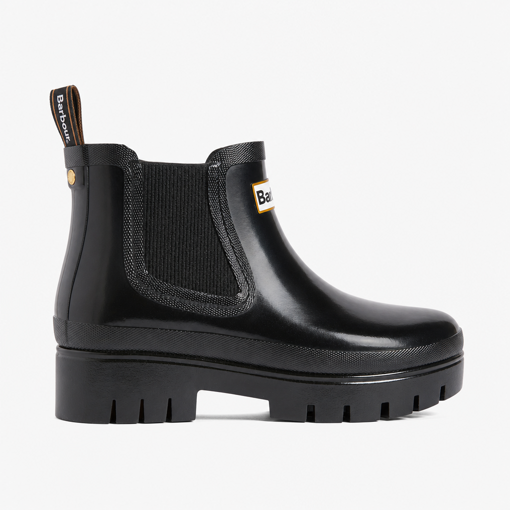 Barbour HALTON FAUX FUR Womens Wellingtons Black Gloss