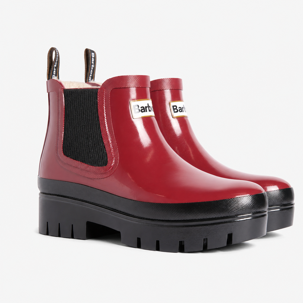 Barbour HALTON FAUX FUR Womens Wellingtons Cranberry Gloss