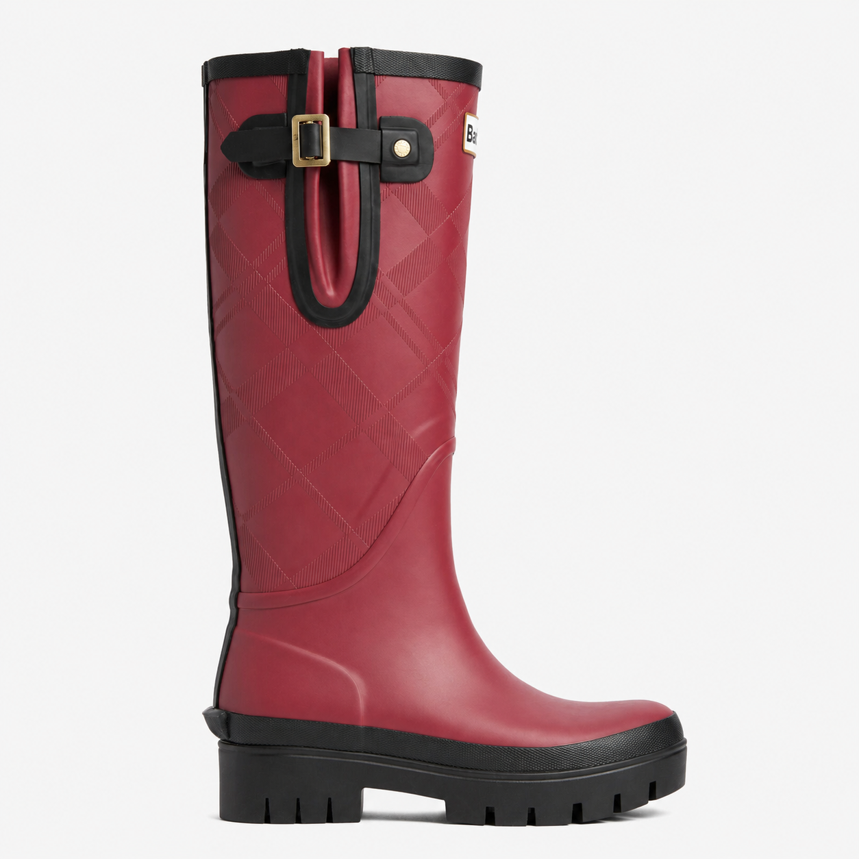 Barbour LEIGHTON TARTAN TALL Womens Wellingtons Cranberry Red