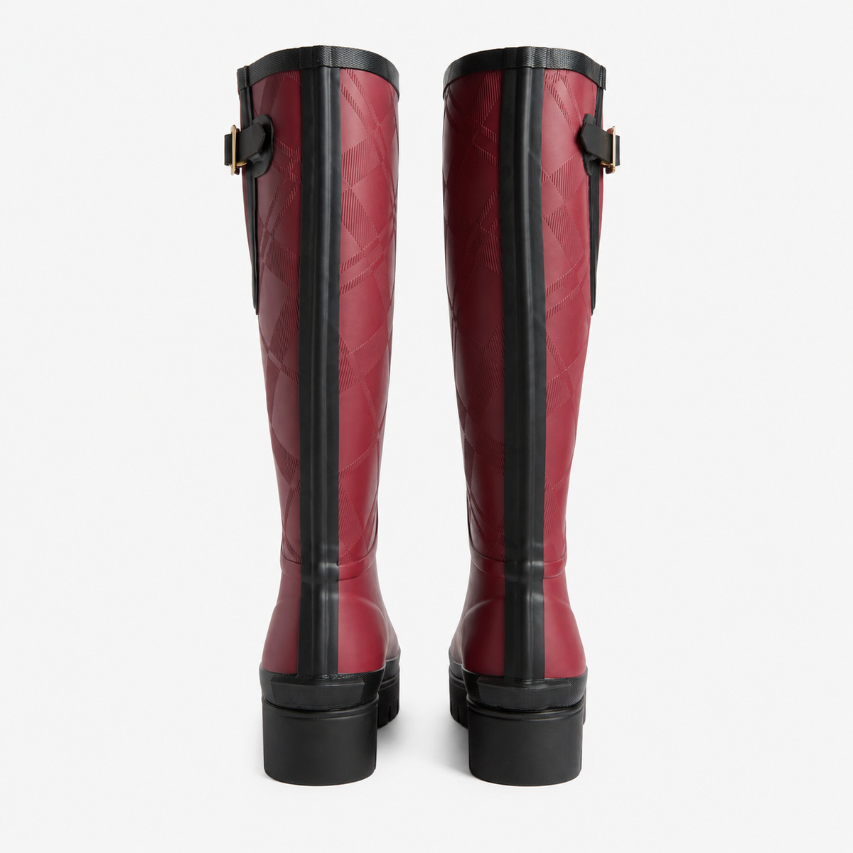 Barbour LEIGHTON TARTAN TALL Womens Wellingtons Cranberry Red