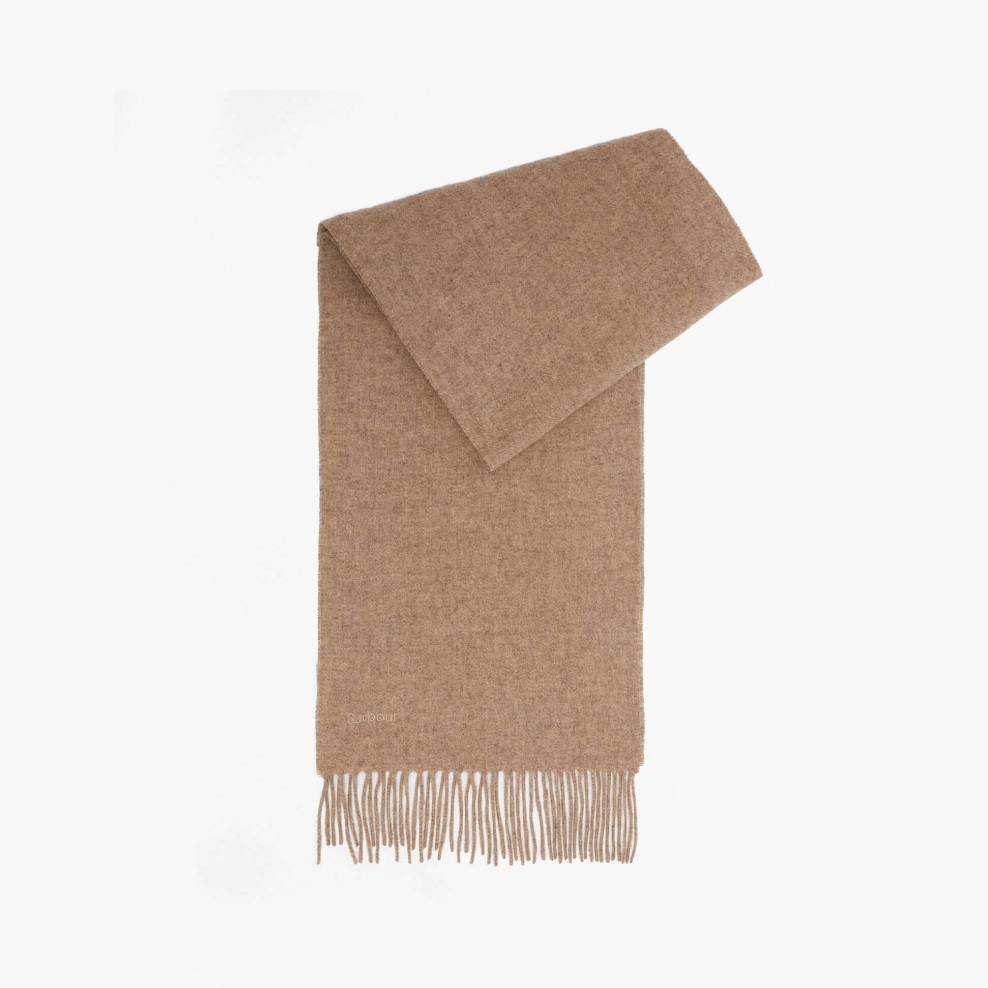 Barbour LAMBSWOOL WOVEN Womens Winter Oatmeal scarf, front view, soft lambswool design, perfect for winter.