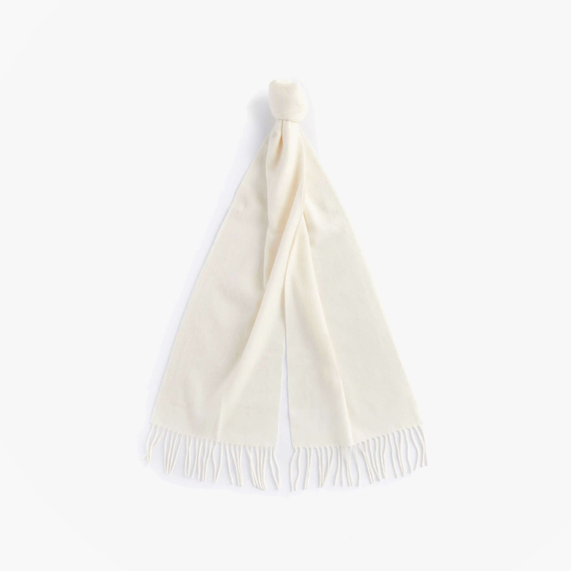 Barbour LAMBSWOOL WOVEN Womens Winter Cream scarf, front view, soft lambswool fabric with fringed edges.