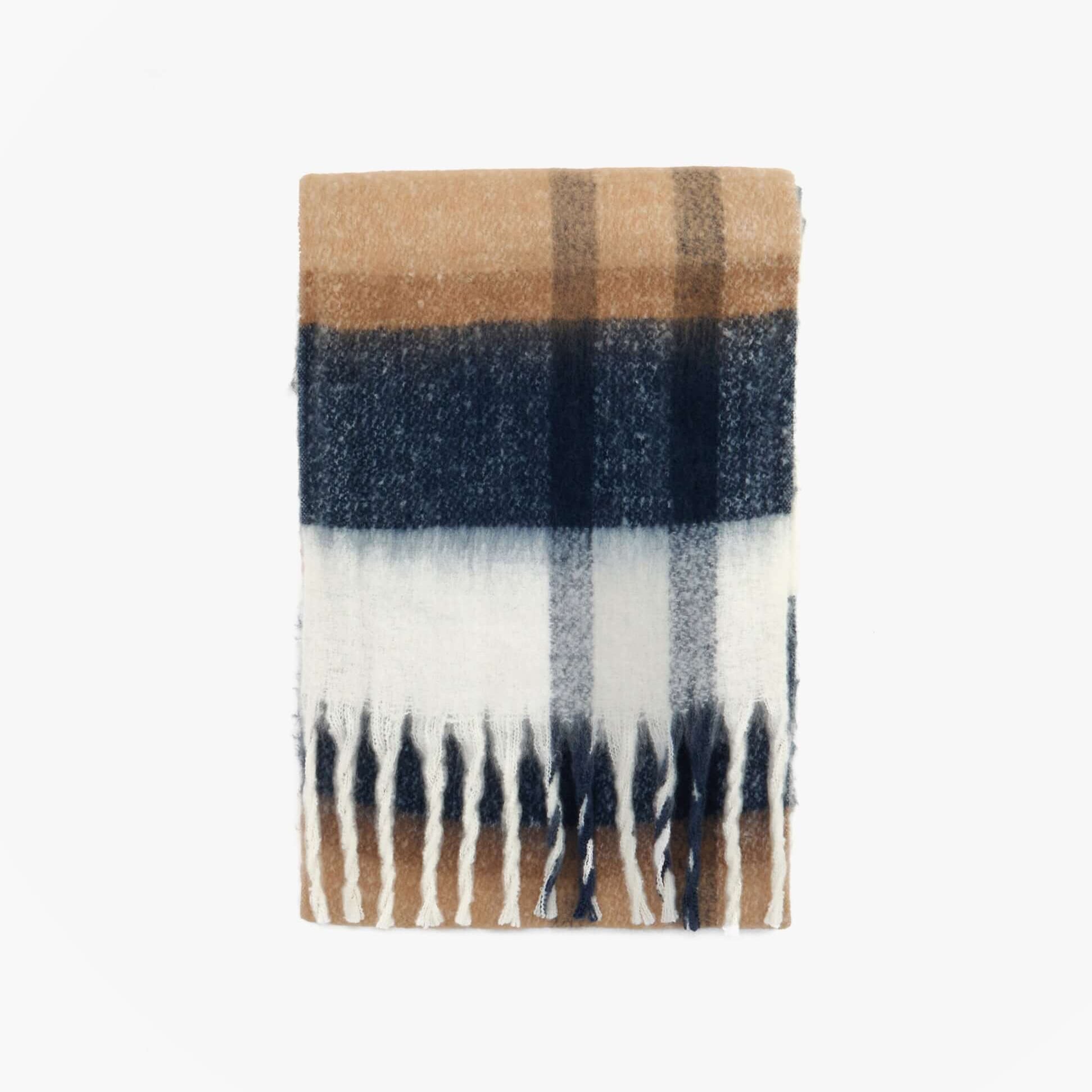 Barbour ISLA TARTAN BOUCLE Womens Winter Hessian Tartan shown from the front view with alternating color patterns.