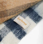 Barbour ISLA TARTAN BOUCLE Womens Winter Hessian Tartan detail view of the scarf label and tartan pattern.
