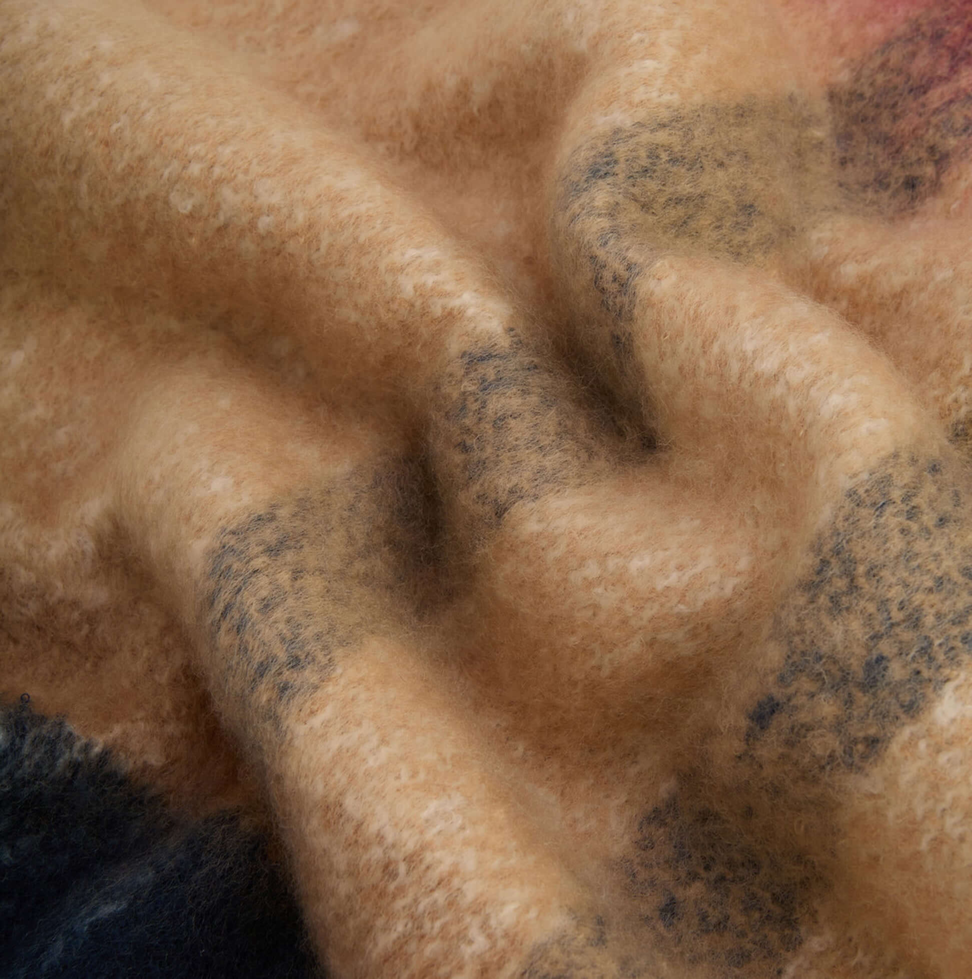 Barbour ISLA TARTAN BOUCLE Womens Winter Hessian Tartan detail view of soft fabric texture.