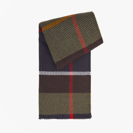 Barbour BLAIR TARTAN Womens Winter Classic Tartan scarf in detail view, showcasing the classic tartan pattern and colors.