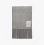 Barbour ELLISON Womens Winter Light Grey front view of the scarf with fringes and logo.