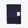 Barbour ELLISON Womens Winter Navy detail view of navy scarf with fringes and tag