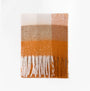 Barbour MARIE Womens Winter Mustard Check front view of scarf with orange and beige check pattern.