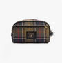 Barbour TARTAN Mens Washbag Classic/Beacon front view with plaid design and zip closure.