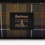 Barbour TARTAN Mens Washbag Classic/Beacon detail view of logo and tartan pattern