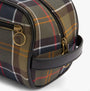 Barbour TARTAN Mens Washbag Classic/Beacon side view with zip closure and handle, featuring classic tartan pattern.