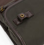 Barbour WAXED HANGING Mens Washbag Olive/Beacon detail view of button closure