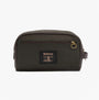 Barbour WAXED Mens Washbag Olive/Beacon front view with zip closure and logo detail