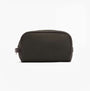 Barbour WAXED Mens Washbag Olive/Beacon front view with zip closure and handle.