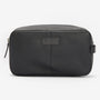 Barbour HIGHGATE LEATHER Mens Wash Bag Black front view with zip fastening and textured leather finish.