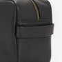Barbour HIGHGATE LEATHER Mens Wash Bag Black detail view showing zip fastening and grab handle