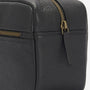 Barbour HIGHGATE LEATHER Mens Wash Bag Black side view showcasing zip details and textured leather.