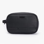 Barbour BLACKWALL Mens Wash Bag Black front view featuring zip closure and sturdy grab handle.