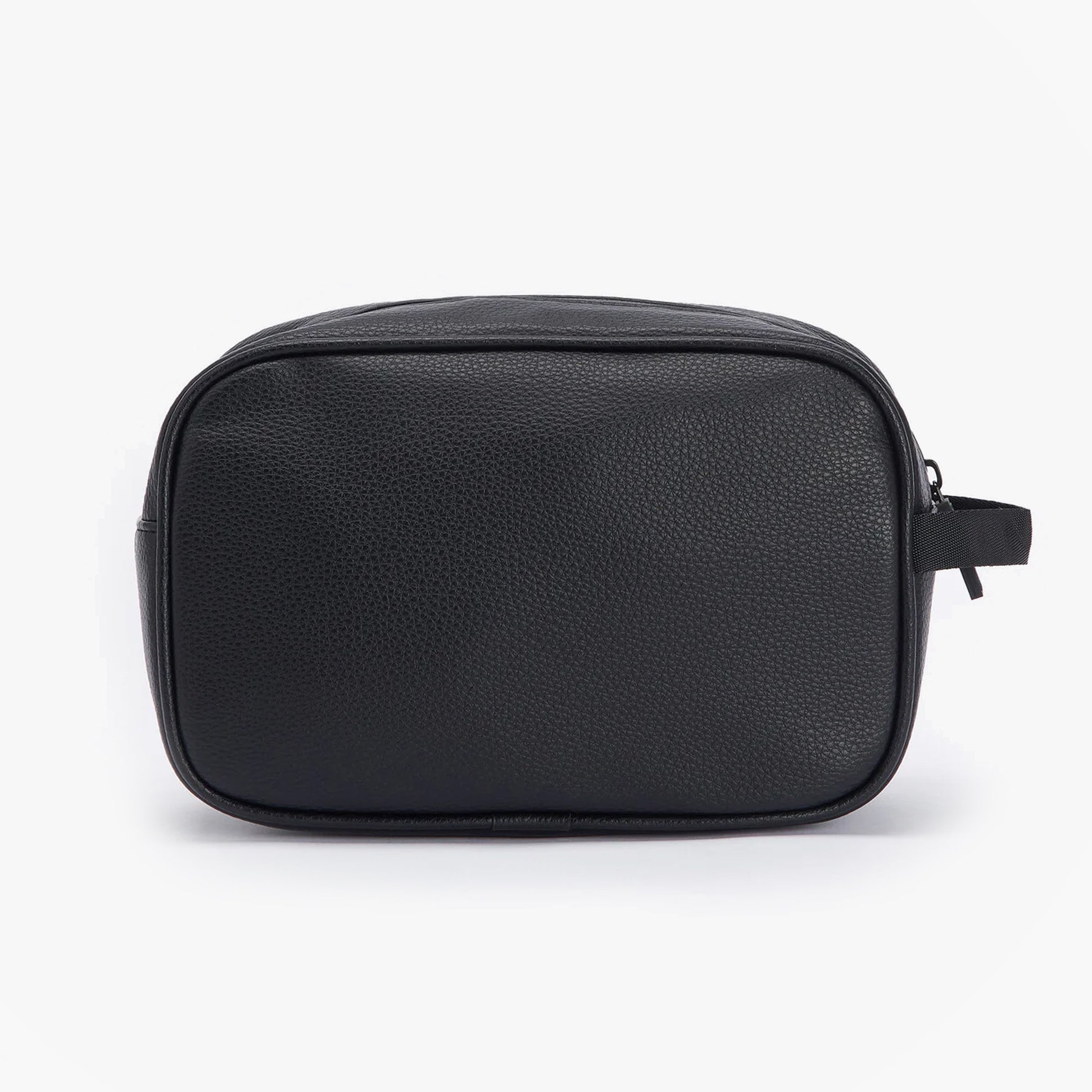 Barbour BLACKWALL Mens Wash Bag Black front view showing zip closure and lightweight design
