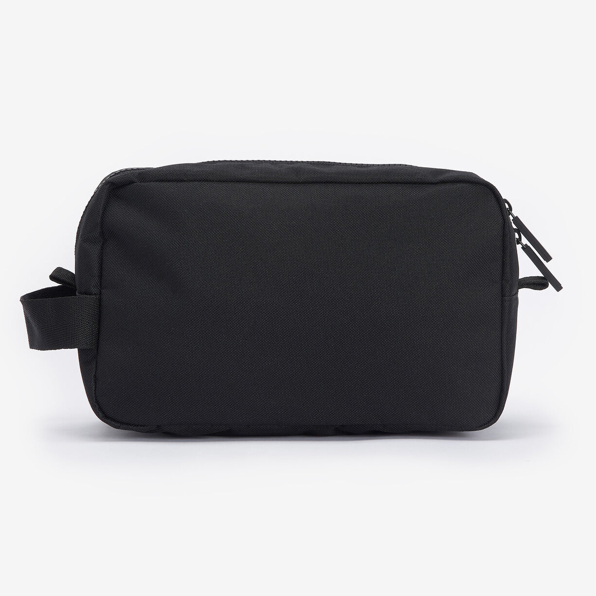 Barbour KNOCKHILL ESSENTIAL Mens Wash Bag Black front view, zip closure, lightweight wipe-clean canvas.