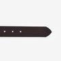 Barbour ESK Mens Leather Belt Brown side view, showcasing the smooth leather and buckle holes for fastening.