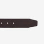 Barbour GLEN Mens Leather Belt Brown detail view showcasing embossed logo and buckle holes.