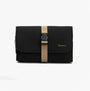 Barbour TRANSPORT HANGING Mens Washbag Black front view with buckle closure.