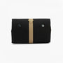 Barbour TRANSPORT HANGING Mens Washbag Black front view with buckle closure and strap detail.