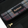 Barbour TRANSPORT HANGING Mens Washbag Black detail view showing plaid design and logo.