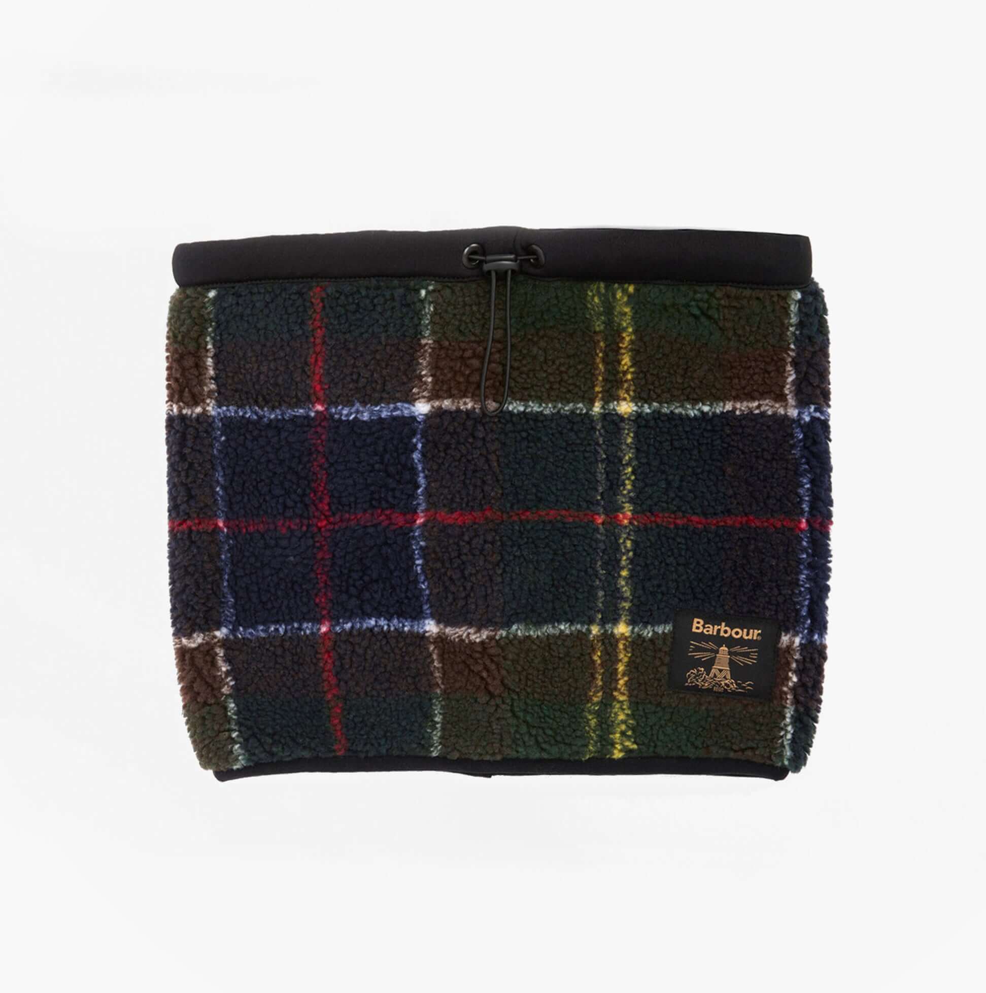 Barbour FIELD FLEECE TARTAN SNOOD Mens Classic Tartan front view, showcasing colorful plaid design and soft fleece material.