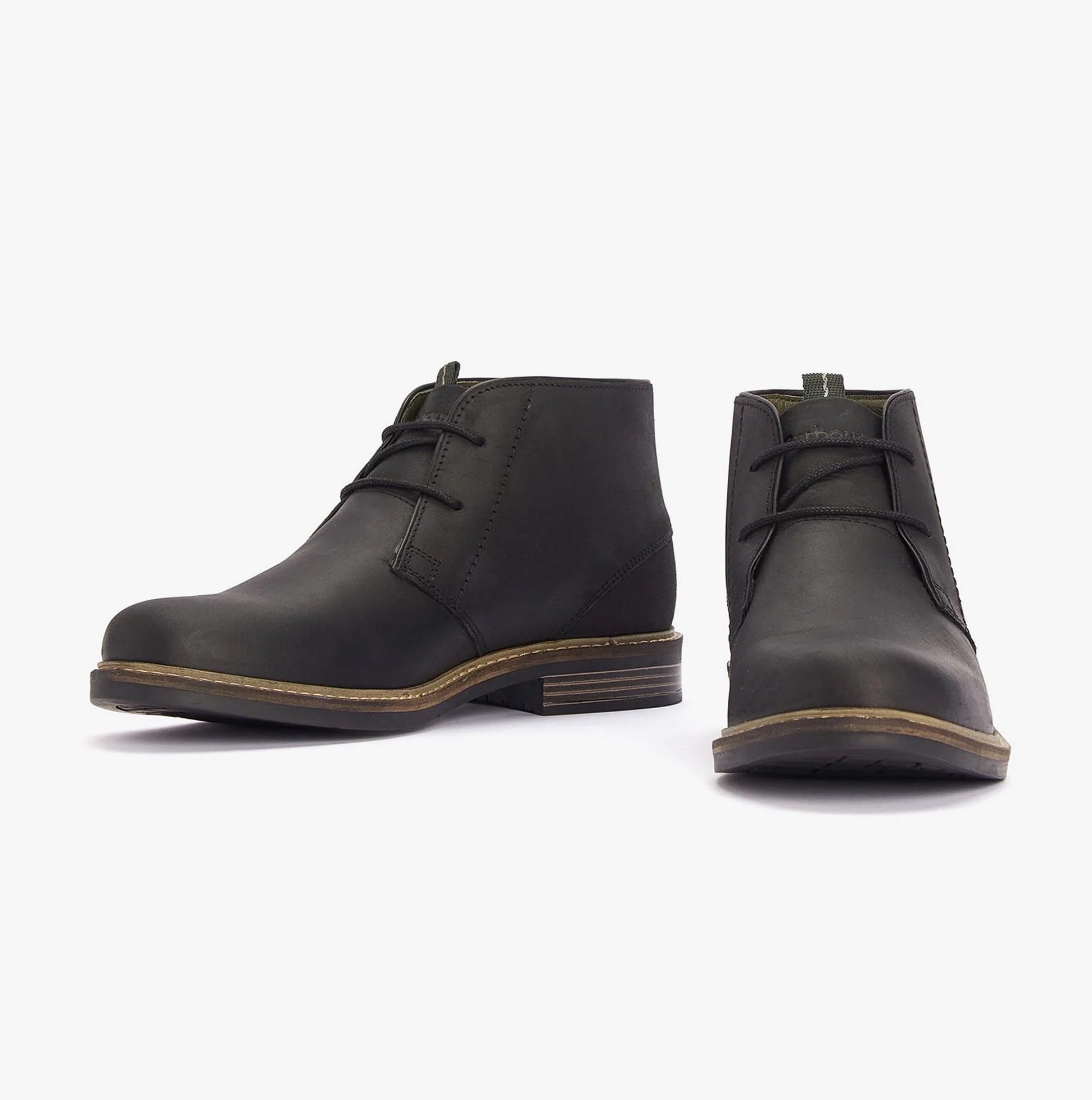 Barbour READHEAD Mens Boots Black side view, chukka boot style, leather upper, lace-up closure, comfort footwear.