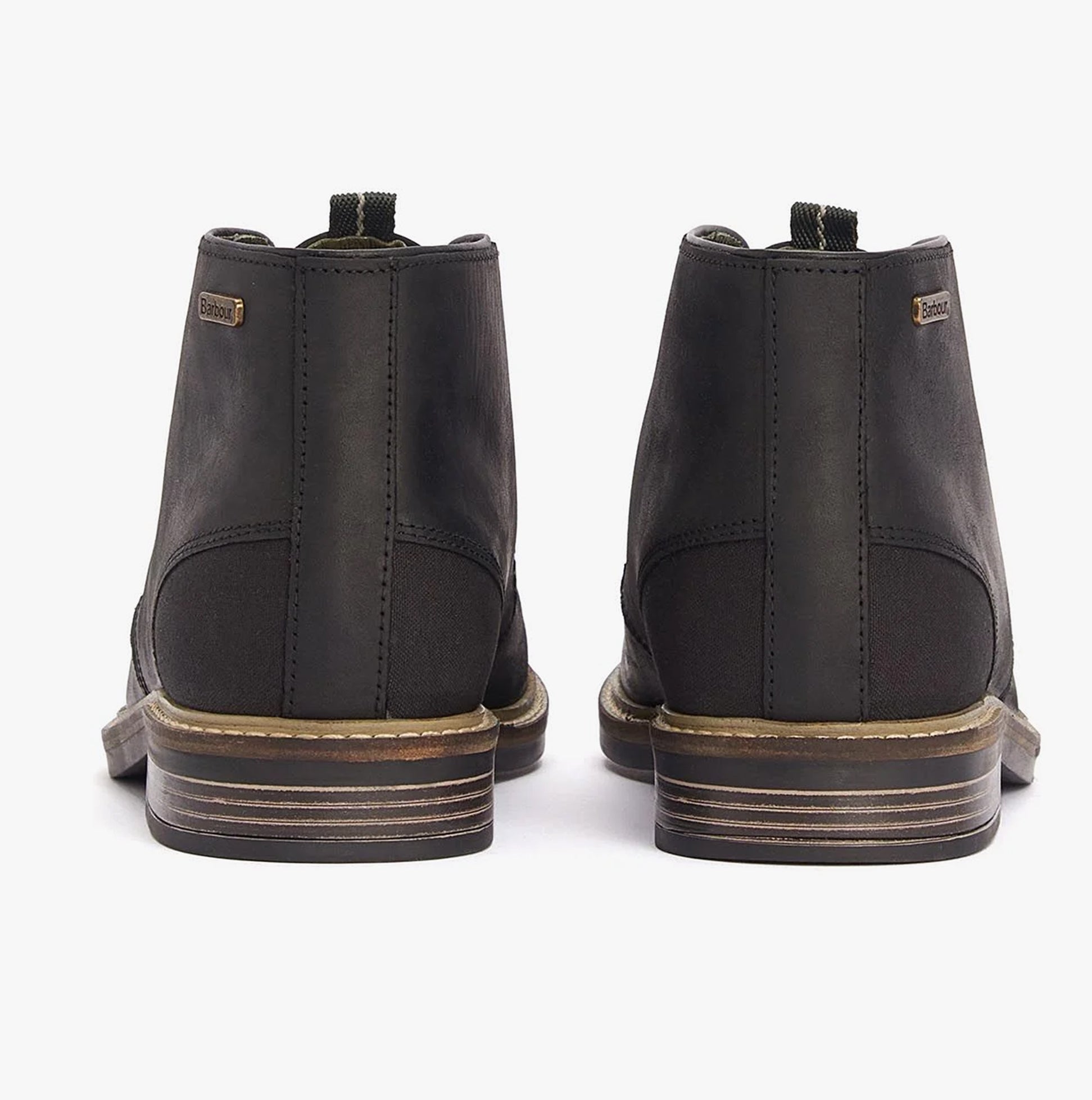 Barbour READHEAD Mens Boots Black rear view, leather chukka boots with rubber sole and round toe.