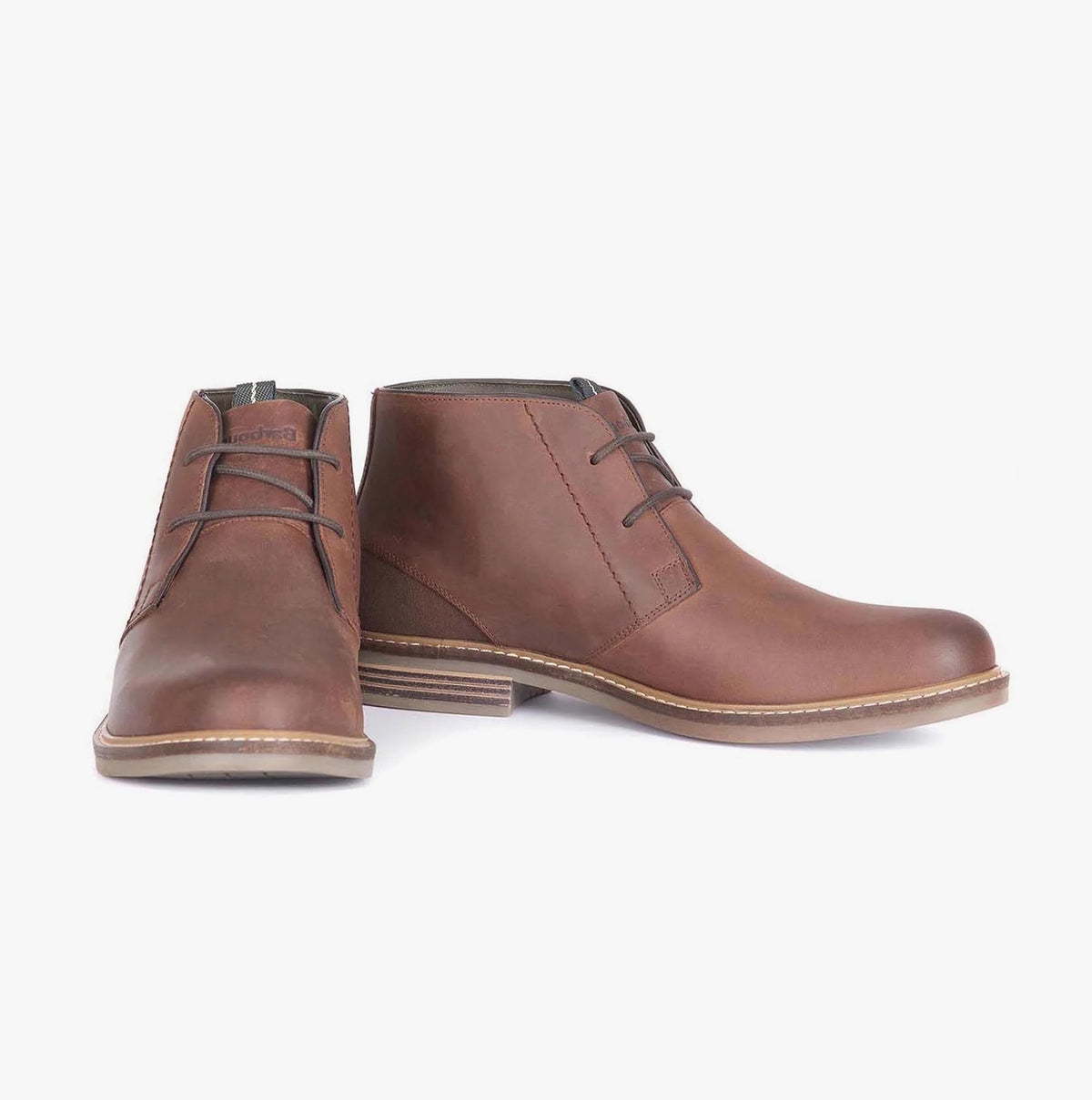 Barbour READHEAD Mens Chukka Boots Tan side view and front view showing leather upper and lace-up closure.