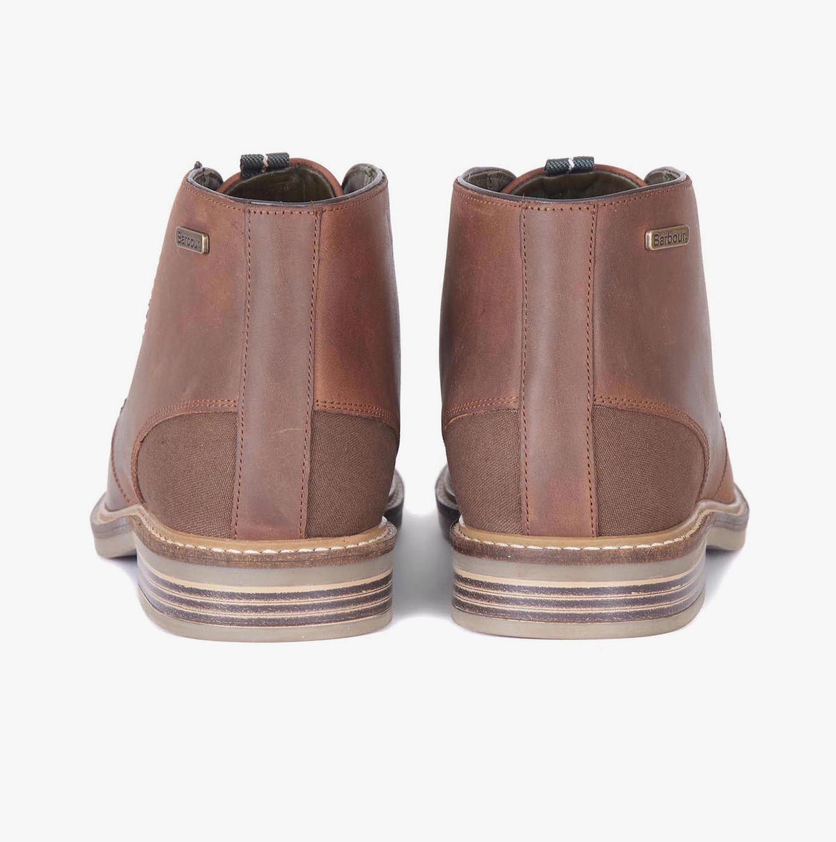 Barbour READHEAD Mens Chukka Boots Tan rear view showcasing the leather and rubber sole detail.