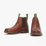 Barbour FARSLEY Mens Chelsea Boots Teak side view showcasing leather upper and elasticated side panel.