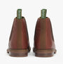Barbour FARSLEY Mens Chelsea Boots Teak rear view showing the block heel and elasticated side panels.