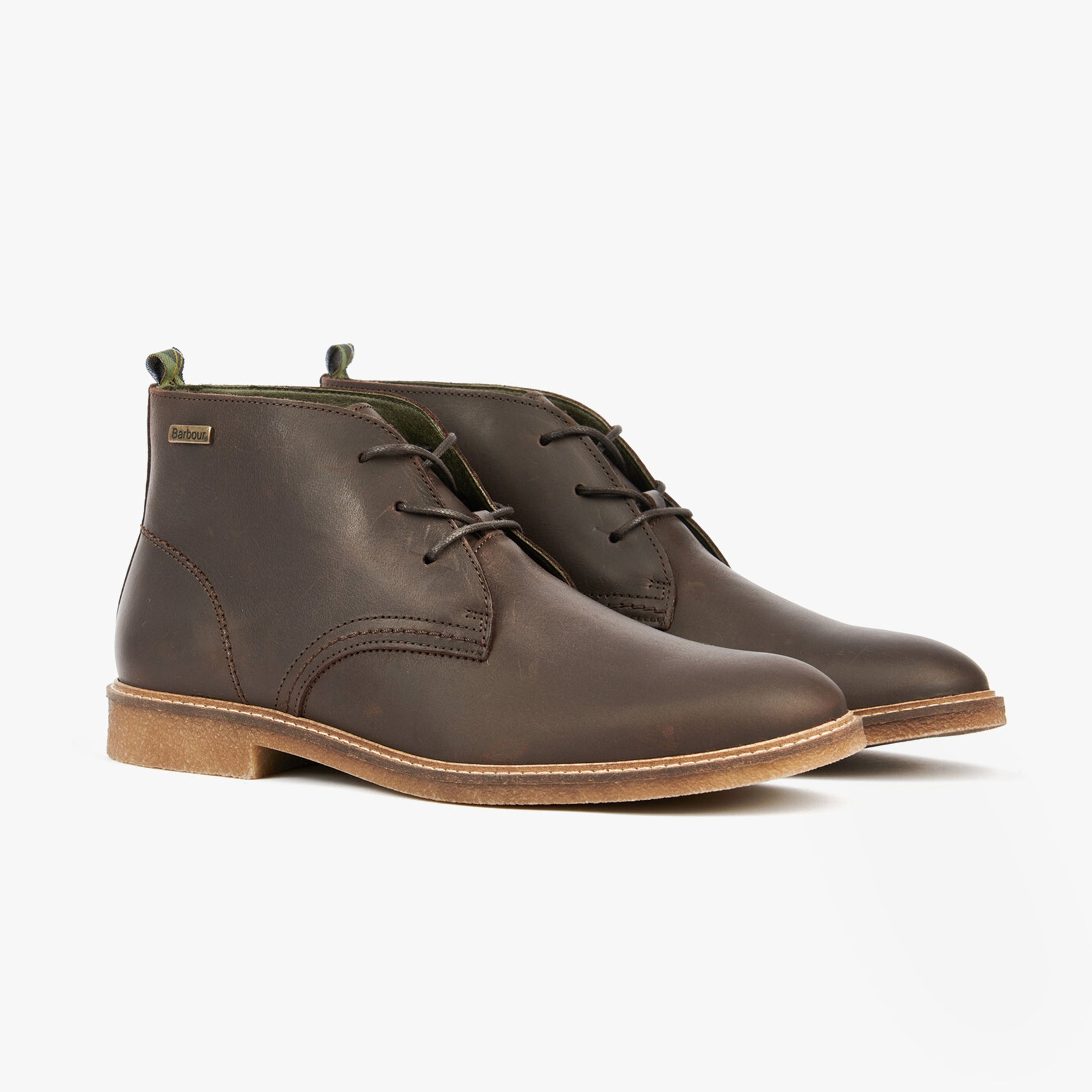 Barbour SONORAN Mens Desert Boots Brown side view showing suede upper and lace-up closure on a white background.