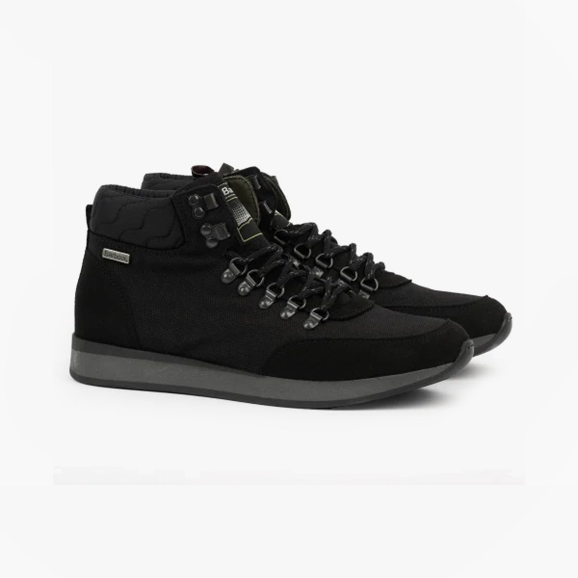 Barbour RALPH Mens Boots Black side view showing black chukka boots with lace-up detail and relaxed fit.