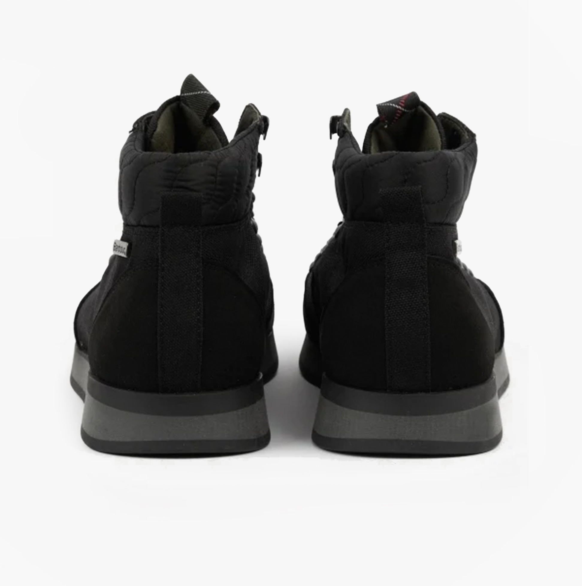 Barbour RALPH Mens Boots Black back view showing black nylon/microfibre chukka boots with rubber soles.