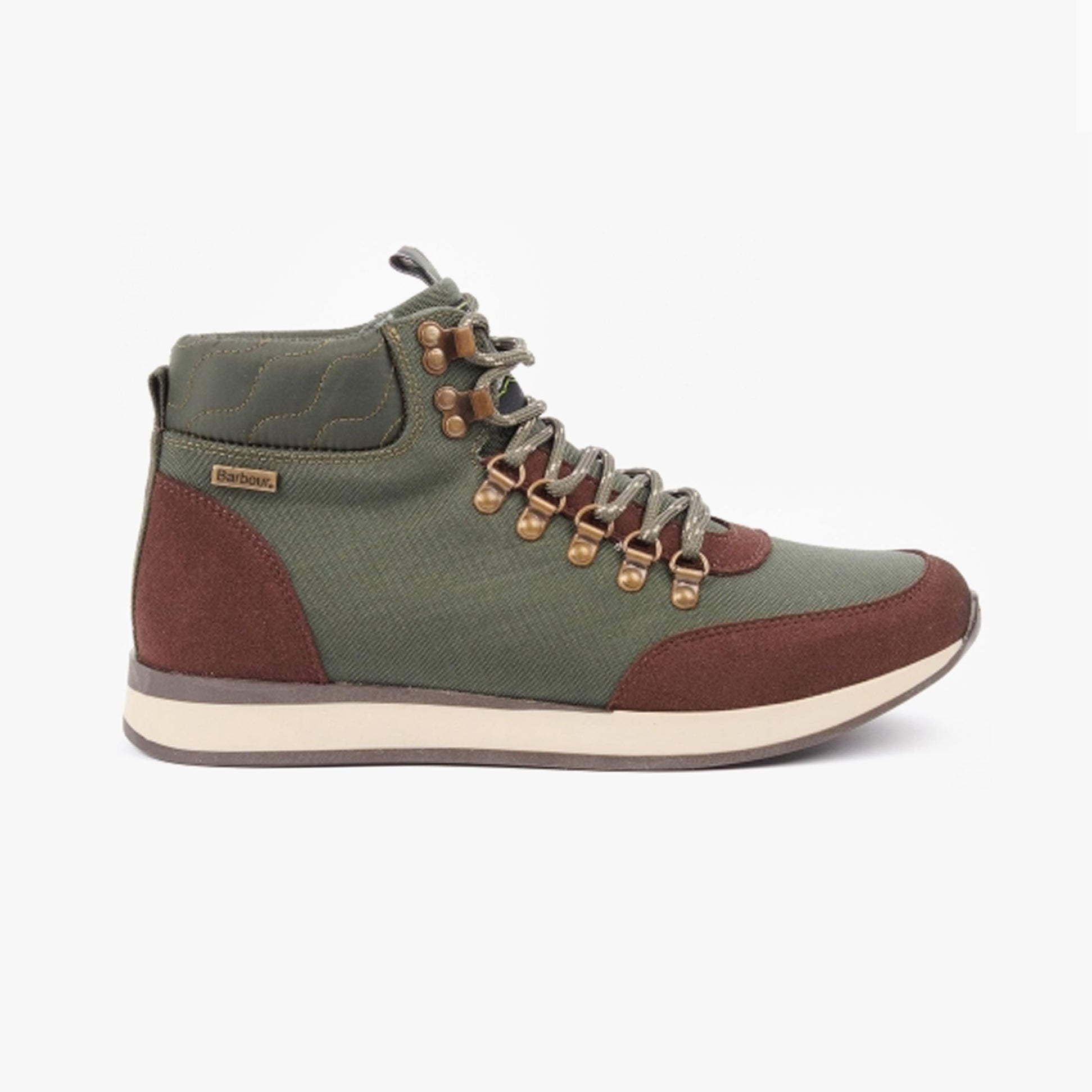Barbour RALPH Mens Boots Olive side view featuring chukka design with nylon and microfibre upper.