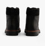 Barbour STORR Mens Derby Boots Black rear view showcasing the leather upper and flat sole design.