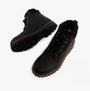Barbour STORR Mens Derby Boots Black, side view and top view, showing lace-up design and rubber sole.